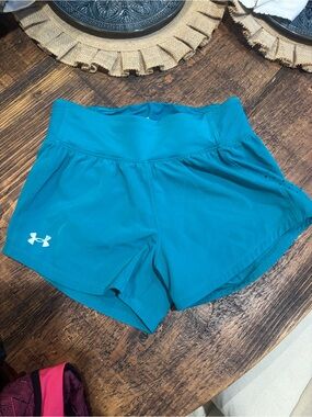 Underarmour Women's Speed pocket running shorts new without tags teal color